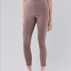 Hollister High Rise Skinny Pants Red Checkered XL